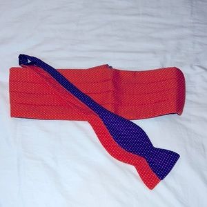 Bow Tie and Cummerbund Set. R Hanuar. Orange and Purple.